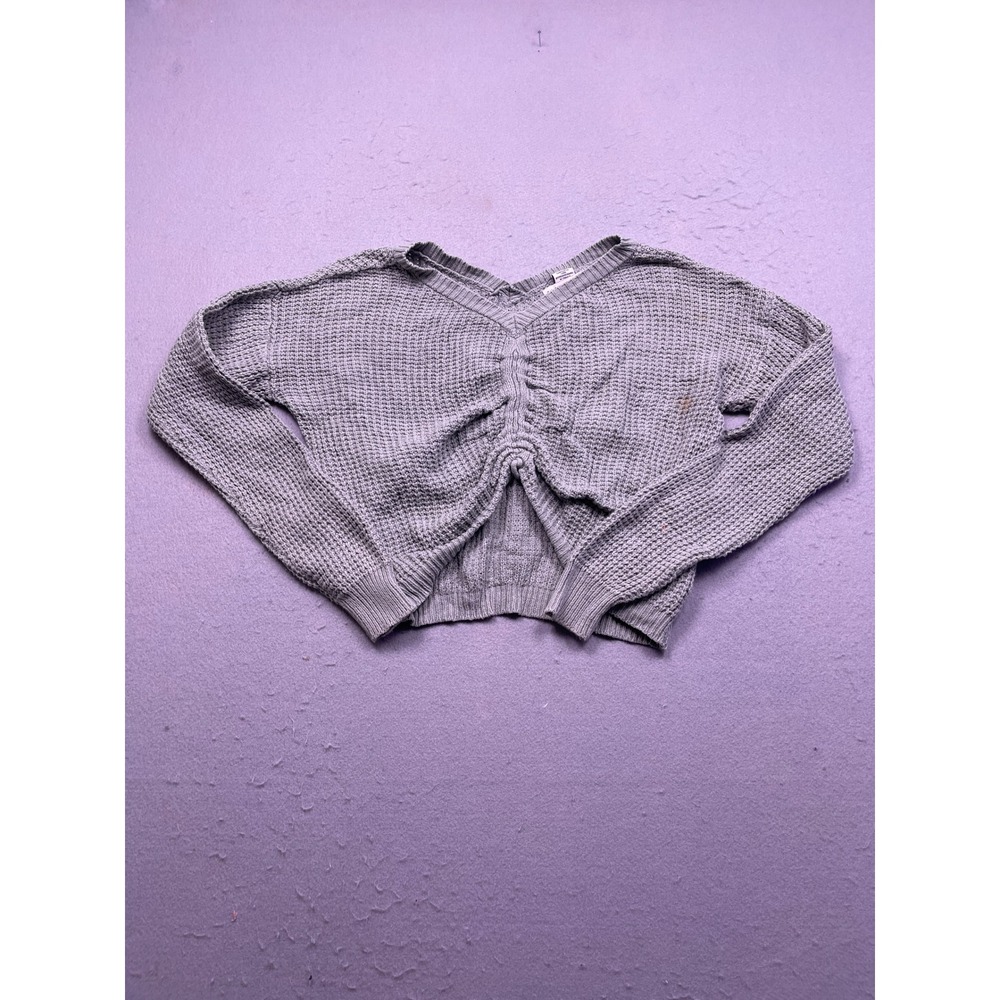 Sincerely Jules Sweater Waffle Knit Grey Small Womens